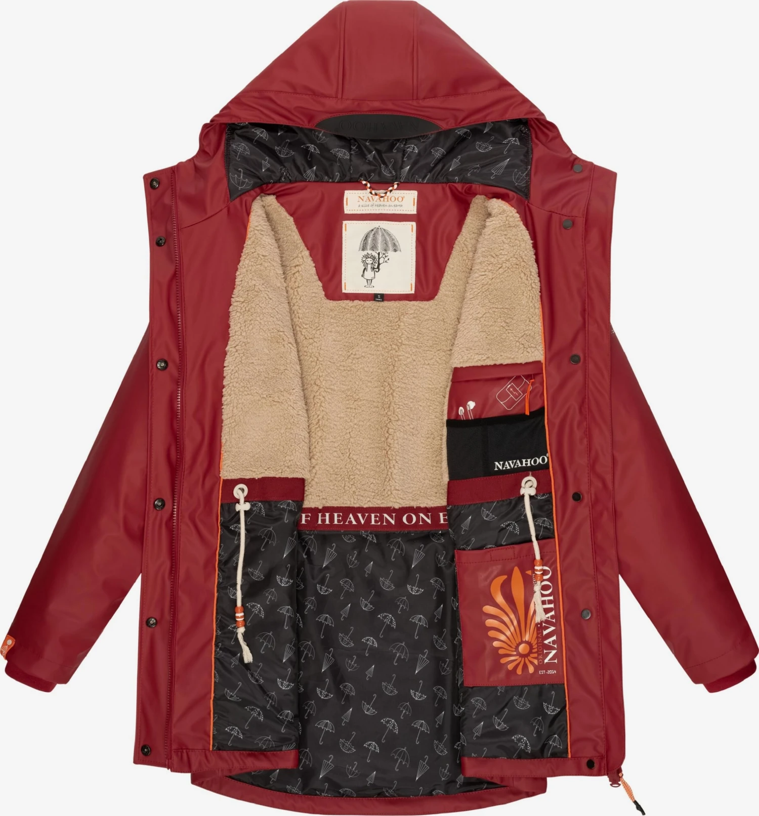 Navahoo Manteaux De Pluie Manteau Mi-saison Rainy Forest Femme Rouge 5 Navahoo Manteaux De Pluie Manteau Mi-saison Rainy Forest Femme Rouge – Image 5